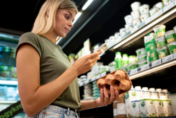 Mujer eligiendo producto en un supermercado